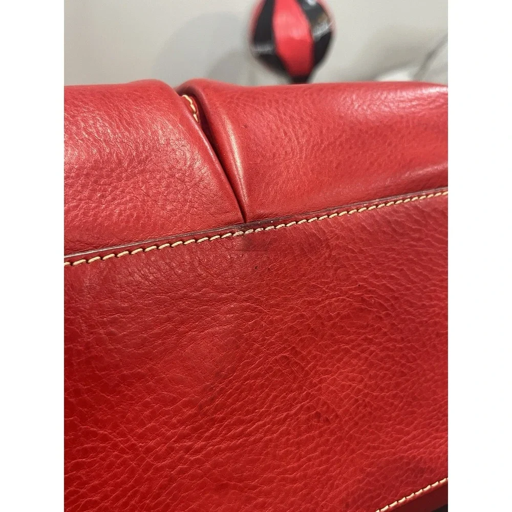 Dooney & Bourke Red Leather Satchel Purse Handbag Florentine Vacchetta Rare